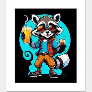 Cool Raccoon Summer Posters and Art